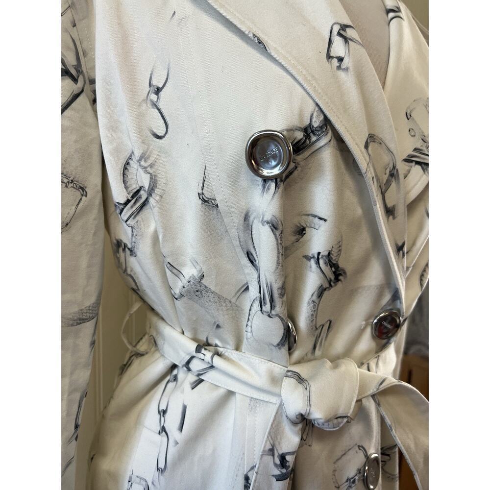 L’agence Venus Trench Coat RARE Fall Sample Size 4 Small Ivory/Grey Faded Chain - Picture 3 of 10
